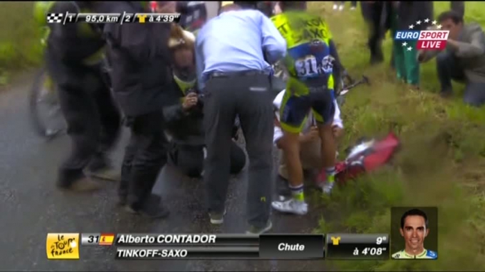 Падение Альберто Контадора на 10-м этапе Тур де Франс-2014