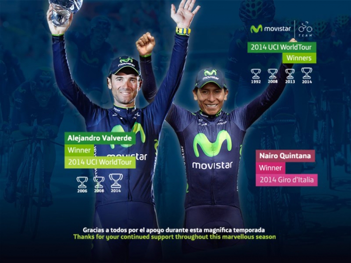 1-е место команды Movistar в рейтинге Мирового Тура 2014 года