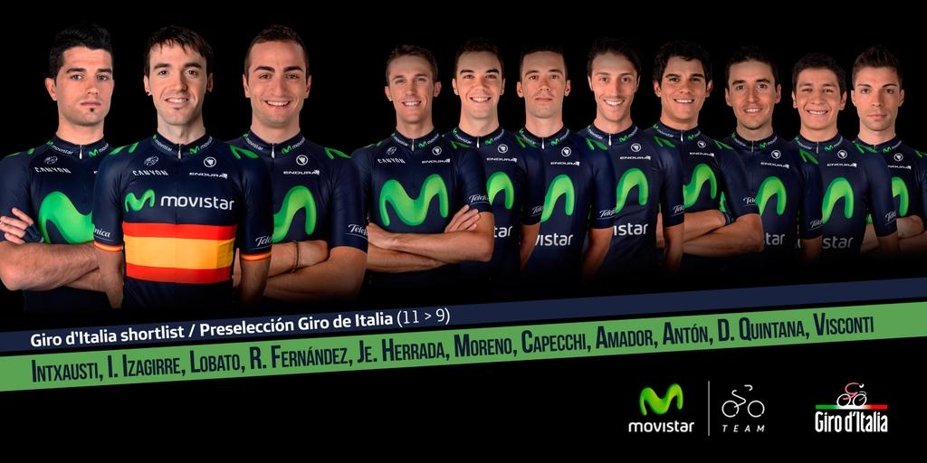 Предварительный состав команды Movistar на Джиро д’Италия-2015
