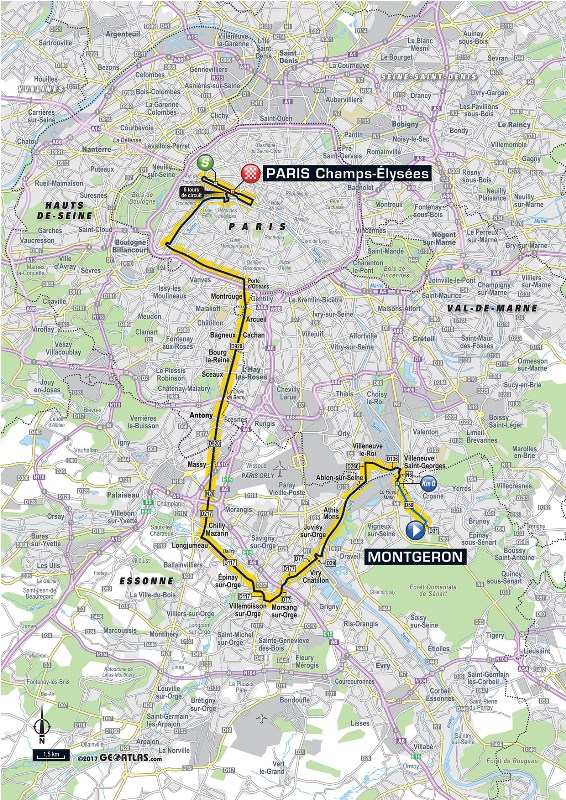 Тур де Франс-2017. Альтиметрия маршрута - 21 этап