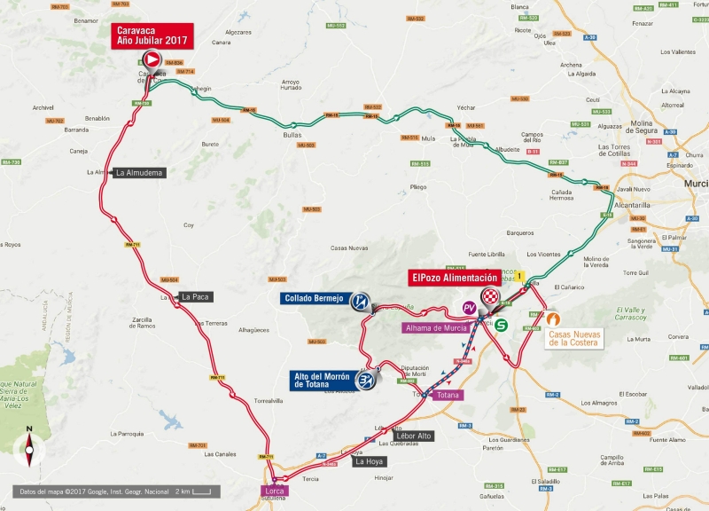 Вуэльта Испании-2017, превью этапов: 10 этап, Каравака - Алама де Мурсия, 164,8 км