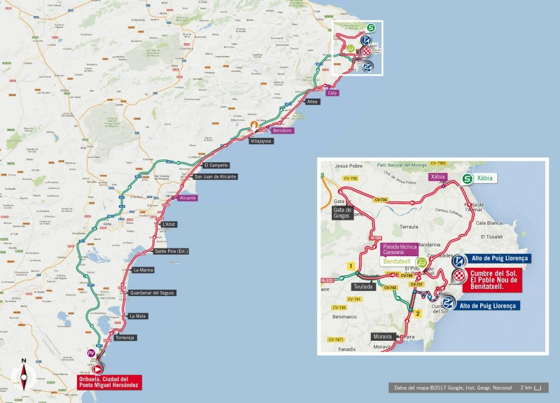 Вуэльта Испании-2017, превью этапов: 9 этап, Ориуэла - Кумбре дель Соль, 174 км