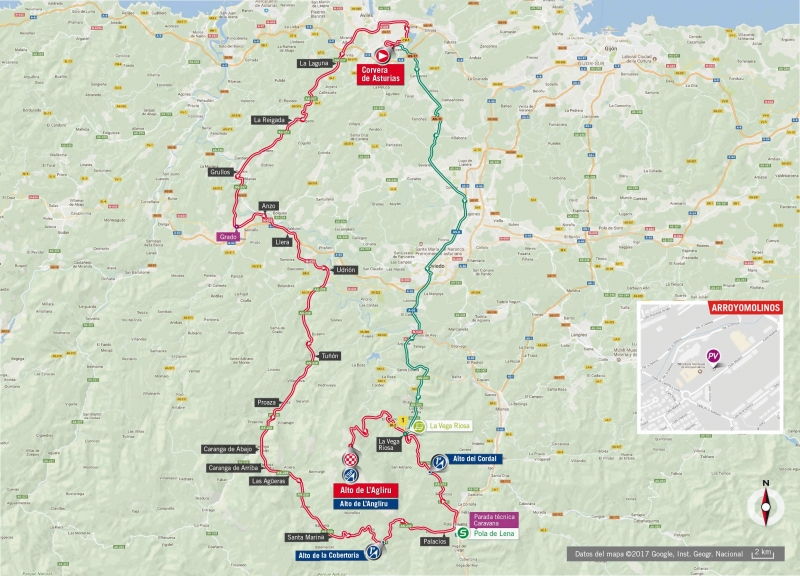 Вуэльта Испании-2017, превью этапов: 20 этап, Корвера де Астурьяс - Альто де Англиру, 117,5 км