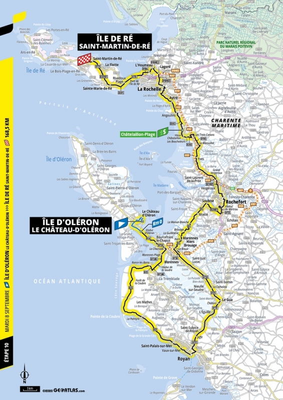 Тур де Франс-2020, превью этапов: 10 этап,  Остров Орлеон Ле-Шато-д’Олерон - Остров Ре Сен-Мартен-де-Ре