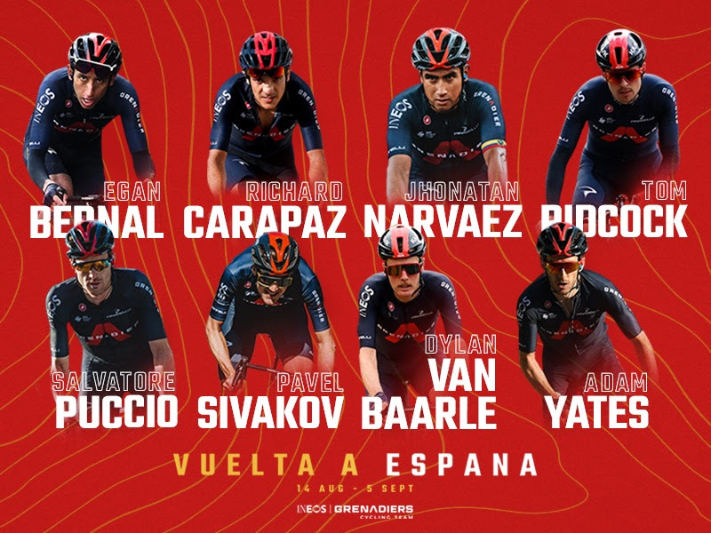 Состав велокоманды Ineos Grenadiers на Вуэльту Испании-2021