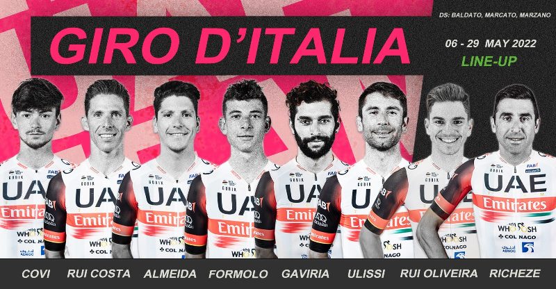 Состав велокоманды UAE Team Emirates на Джиро д’Италия-2022