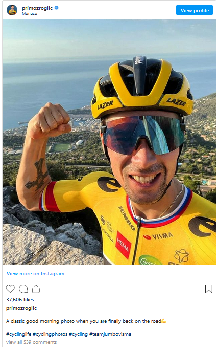 Примож Роглич вернулся на велосипед после схода с Тур де Франс-2022