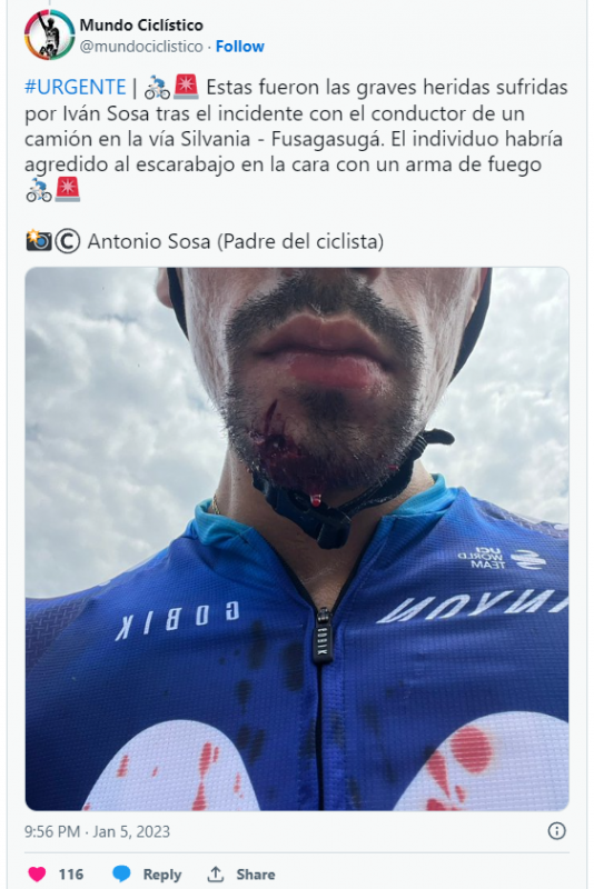 Иван Соса пострадал на тренировке в Колумбии в результате стычки с вооружённым водителем