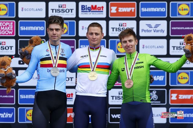 Тадей Погачар — бронзовый призёр групповой гонки чемпионата мира по шоссейному велоспорту-2023 в Глазго