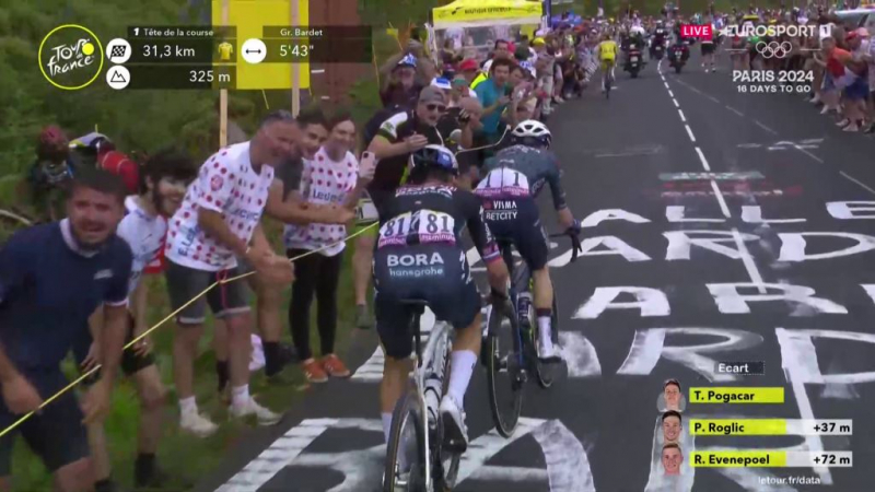 Примож Роглич не потерял время после падения на 11-м этапе Тур де Франс-2024